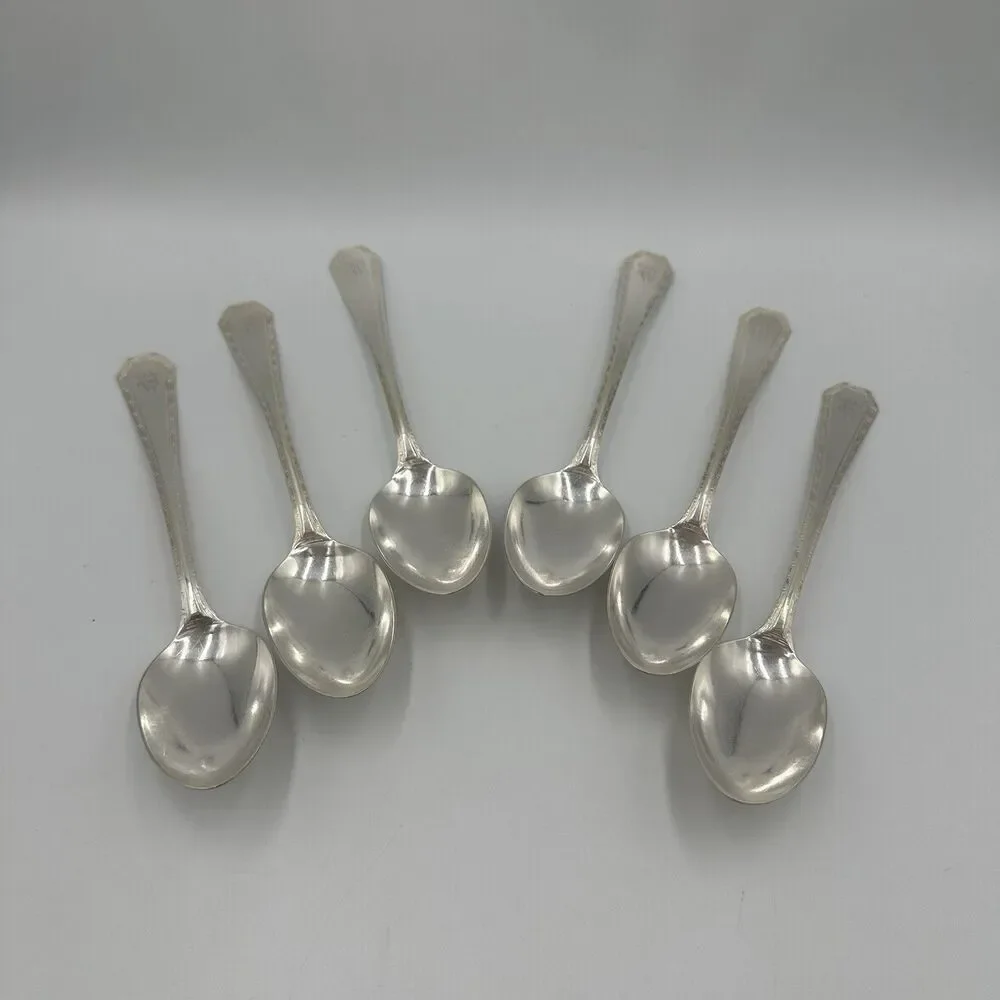 *6 Serving Spoons 1835 R Wallace/Wallace Silver ATHENA Silverplate 1916 Engraved